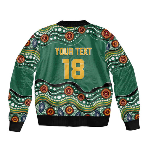 Custom Australia Rugby Bomber Jacket Koala Mascot Aboriginal Pattern