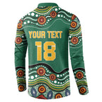 Custom Australia Rugby Button Sweatshirt Koala Mascot Aboriginal Pattern