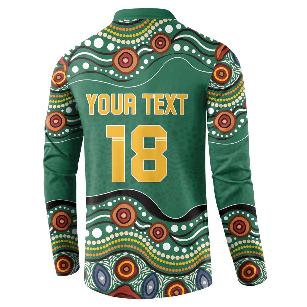 Custom Australia Rugby Button Sweatshirt Koala Mascot Aboriginal Pattern
