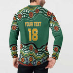 Custom Australia Rugby Button Sweatshirt Koala Mascot Aboriginal Pattern