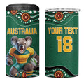 Custom Australia Rugby 4 in 1 Can Cooler Tumbler Koala Mascot Aboriginal Pattern