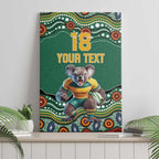 Custom Australia Rugby Canvas Wall Art Koala Mascot Aboriginal Pattern
