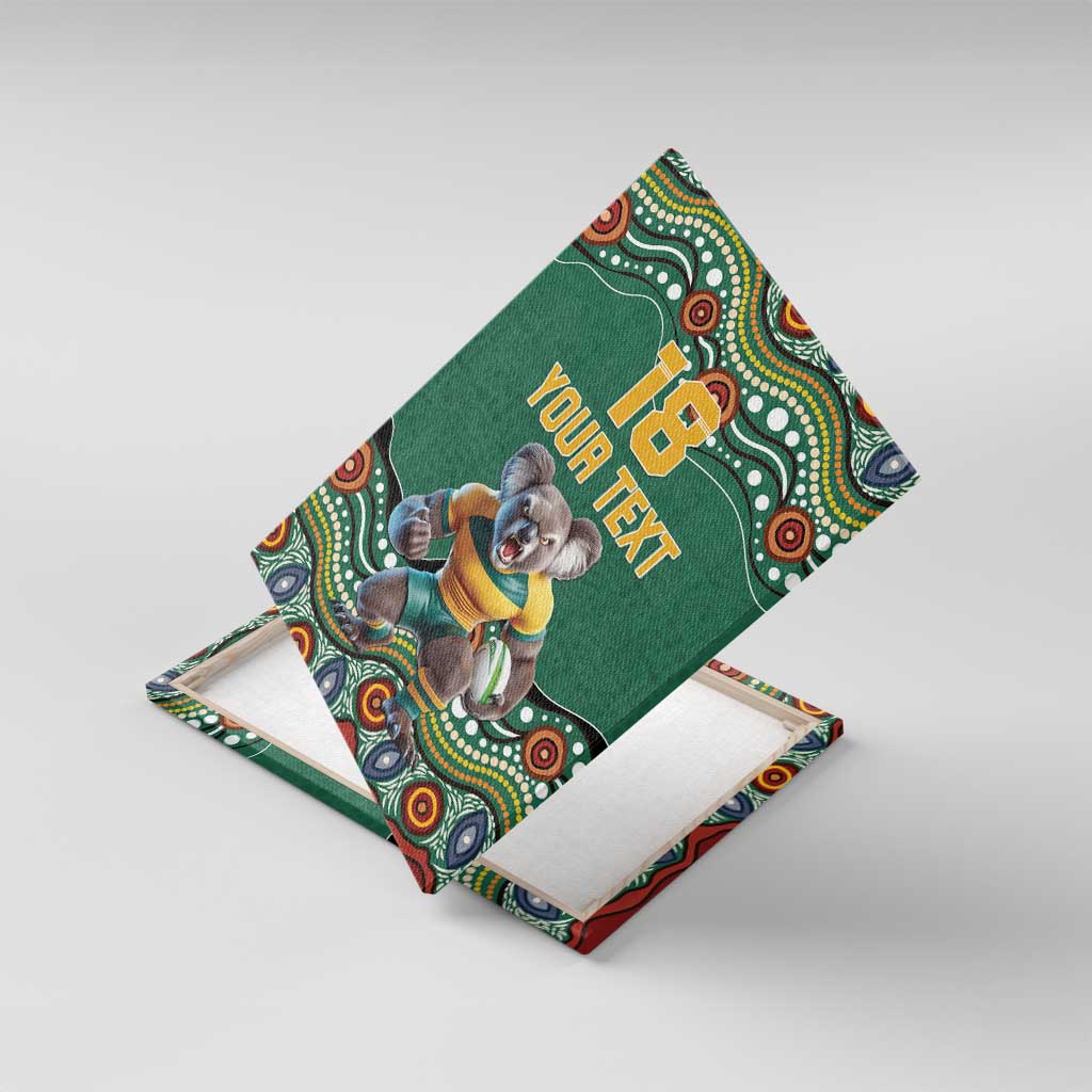 Custom Australia Rugby Canvas Wall Art Koala Mascot Aboriginal Pattern