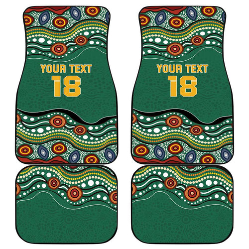 Custom Australia Rugby Car Mats Koala Mascot Aboriginal Pattern