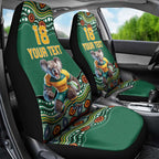 Custom Australia Rugby Car Seat Cover Koala Mascot Aboriginal Pattern