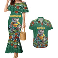 Custom Australia Rugby Couples Matching Mermaid Dress and Hawaiian Shirt Koala Mascot Aboriginal Pattern