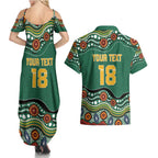 Custom Australia Rugby Couples Matching Summer Maxi Dress and Hawaiian Shirt Koala Mascot Aboriginal Pattern