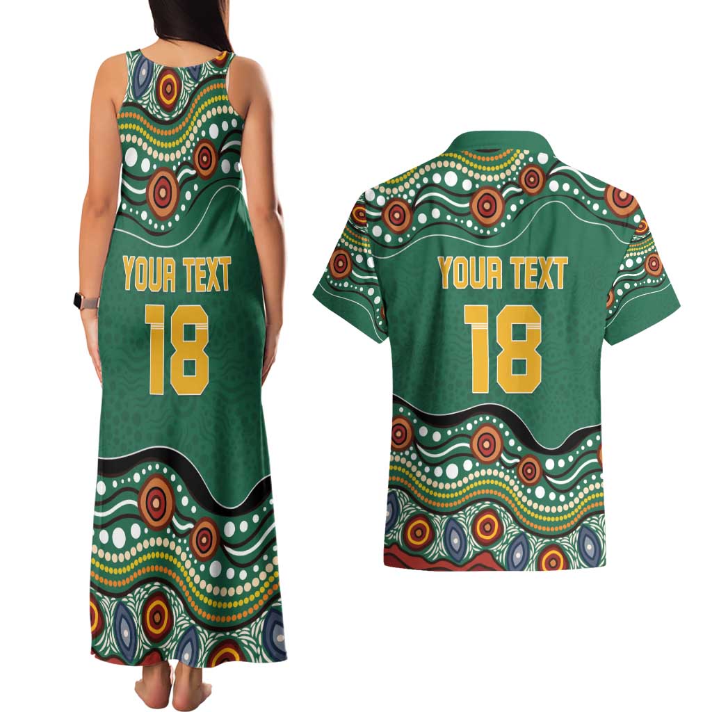 Custom Australia Rugby Couples Matching Tank Maxi Dress and Hawaiian Shirt Koala Mascot Aboriginal Pattern