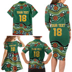 Custom Australia Rugby Family Matching Long Sleeve Bodycon Dress and Hawaiian Shirt Koala Mascot Aboriginal Pattern
