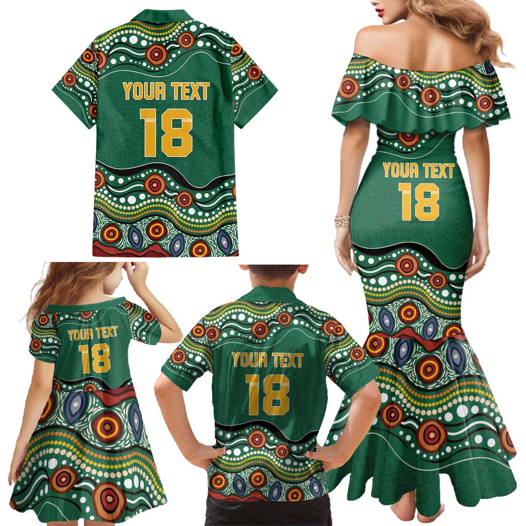 Custom Australia Rugby Family Matching Mermaid Dress and Hawaiian Shirt Koala Mascot Aboriginal Pattern