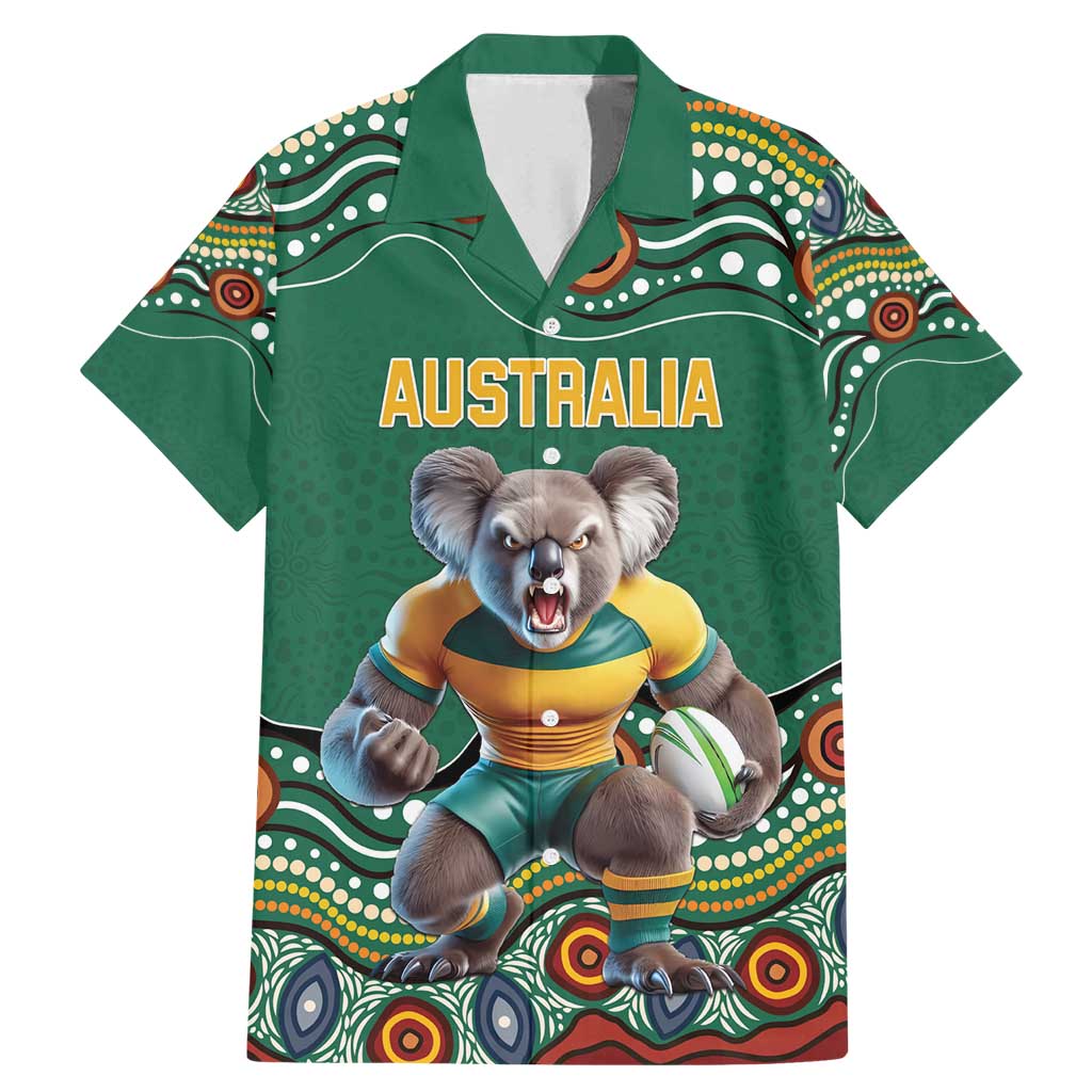 Custom Australia Rugby Family Matching Mermaid Dress and Hawaiian Shirt Koala Mascot Aboriginal Pattern
