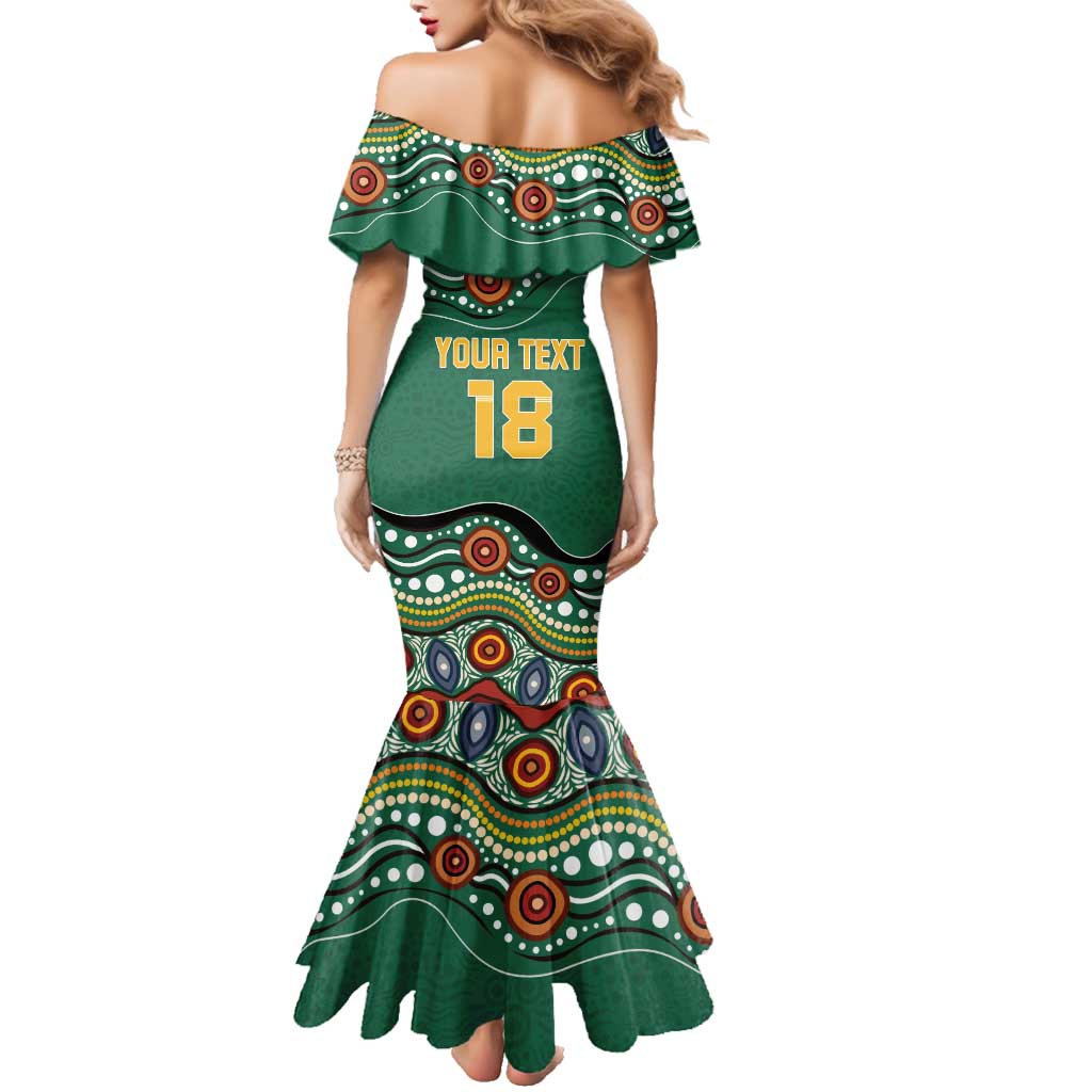 Custom Australia Rugby Family Matching Mermaid Dress and Hawaiian Shirt Koala Mascot Aboriginal Pattern