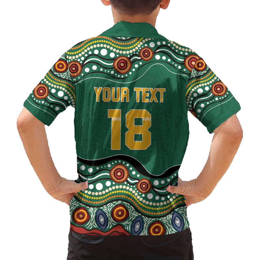 Custom Australia Rugby Family Matching Off The Shoulder Long Sleeve Dress and Hawaiian Shirt Koala Mascot Aboriginal Pattern