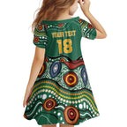 Custom Australia Rugby Family Matching Off The Shoulder Long Sleeve Dress and Hawaiian Shirt Koala Mascot Aboriginal Pattern