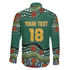 Custom Australia Rugby Family Matching Off The Shoulder Long Sleeve Dress and Hawaiian Shirt Koala Mascot Aboriginal Pattern