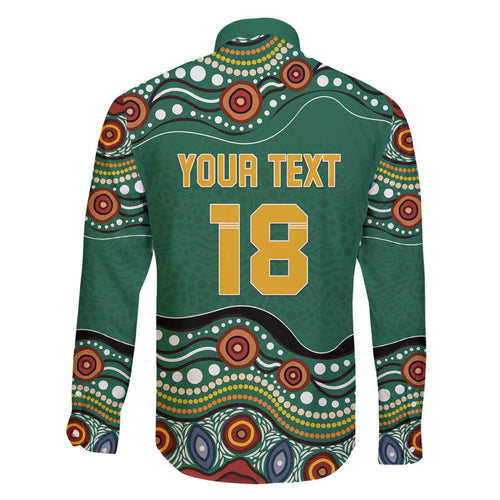 Custom Australia Rugby Family Matching Off The Shoulder Long Sleeve Dress and Hawaiian Shirt Koala Mascot Aboriginal Pattern