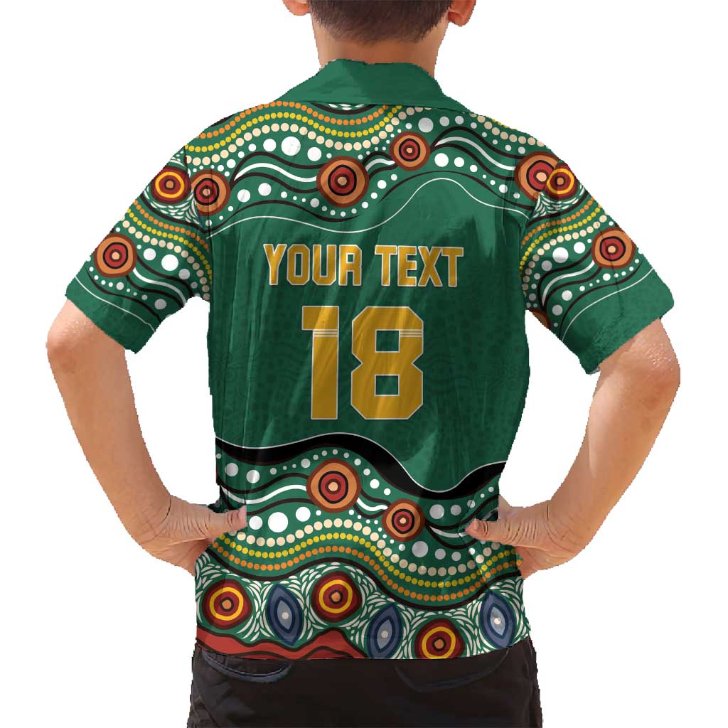 Custom Australia Rugby Family Matching Off Shoulder Maxi Dress and Hawaiian Shirt Koala Mascot Aboriginal Pattern