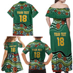 Custom Australia Rugby Family Matching Off Shoulder Maxi Dress and Hawaiian Shirt Koala Mascot Aboriginal Pattern