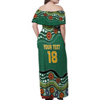 Custom Australia Rugby Family Matching Off Shoulder Maxi Dress and Hawaiian Shirt Koala Mascot Aboriginal Pattern