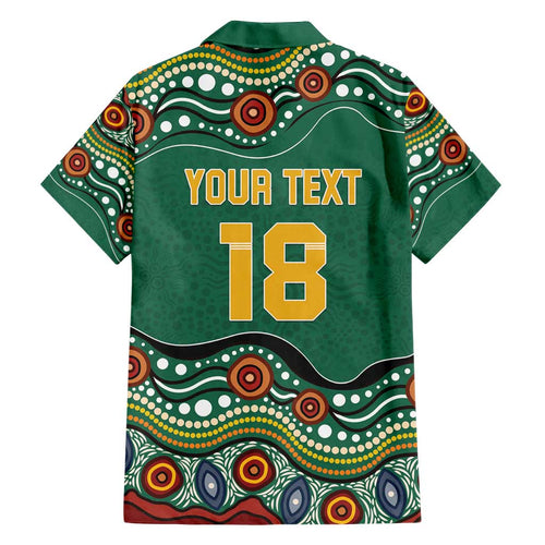 Custom Australia Rugby Family Matching Off Shoulder Short Dress and Hawaiian Shirt Koala Mascot Aboriginal Pattern