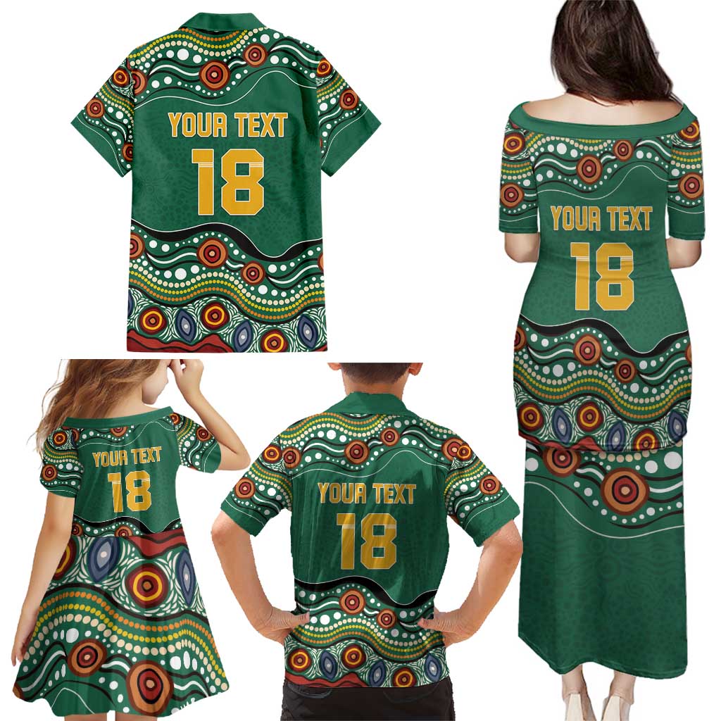Custom Australia Rugby Family Matching Puletasi and Hawaiian Shirt Koala Mascot Aboriginal Pattern