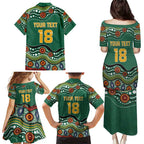 Custom Australia Rugby Family Matching Puletasi and Hawaiian Shirt Koala Mascot Aboriginal Pattern