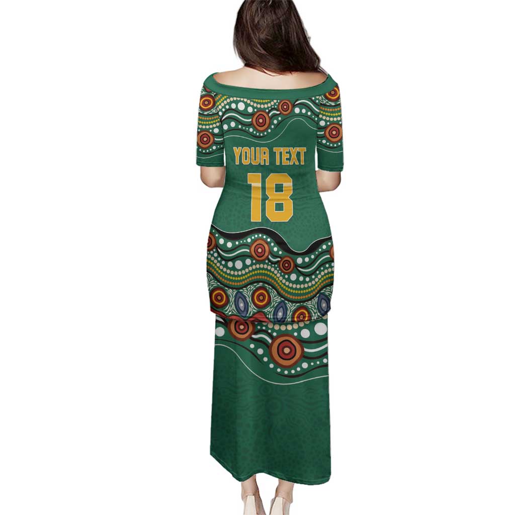 Custom Australia Rugby Family Matching Puletasi and Hawaiian Shirt Koala Mascot Aboriginal Pattern