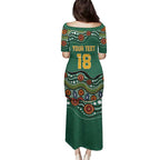 Custom Australia Rugby Family Matching Puletasi and Hawaiian Shirt Koala Mascot Aboriginal Pattern