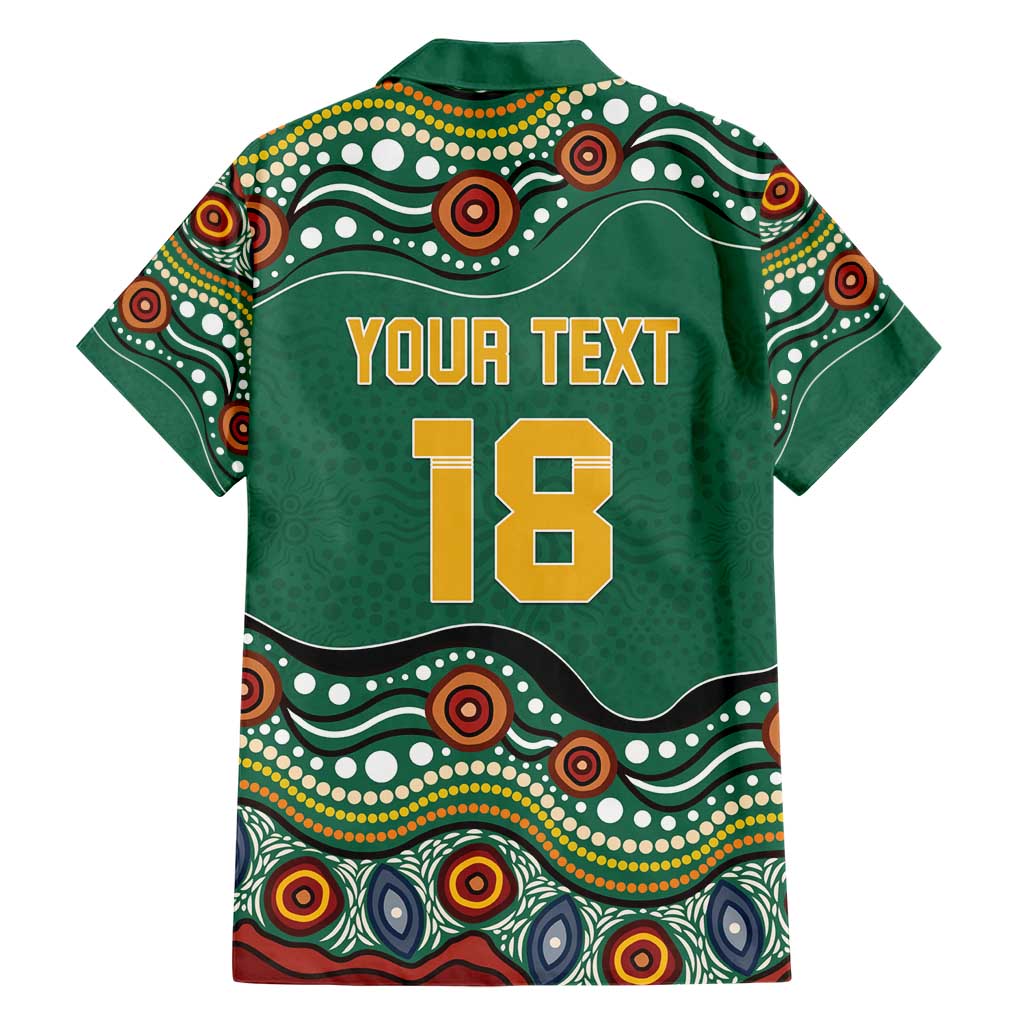 Custom Australia Rugby Family Matching Short Sleeve Bodycon Dress and Hawaiian Shirt Koala Mascot Aboriginal Pattern