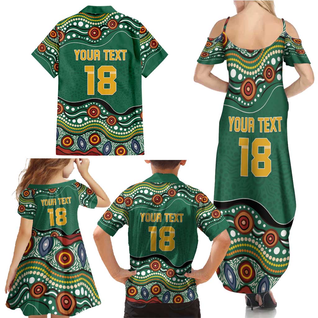 Custom Australia Rugby Family Matching Summer Maxi Dress and Hawaiian Shirt Koala Mascot Aboriginal Pattern