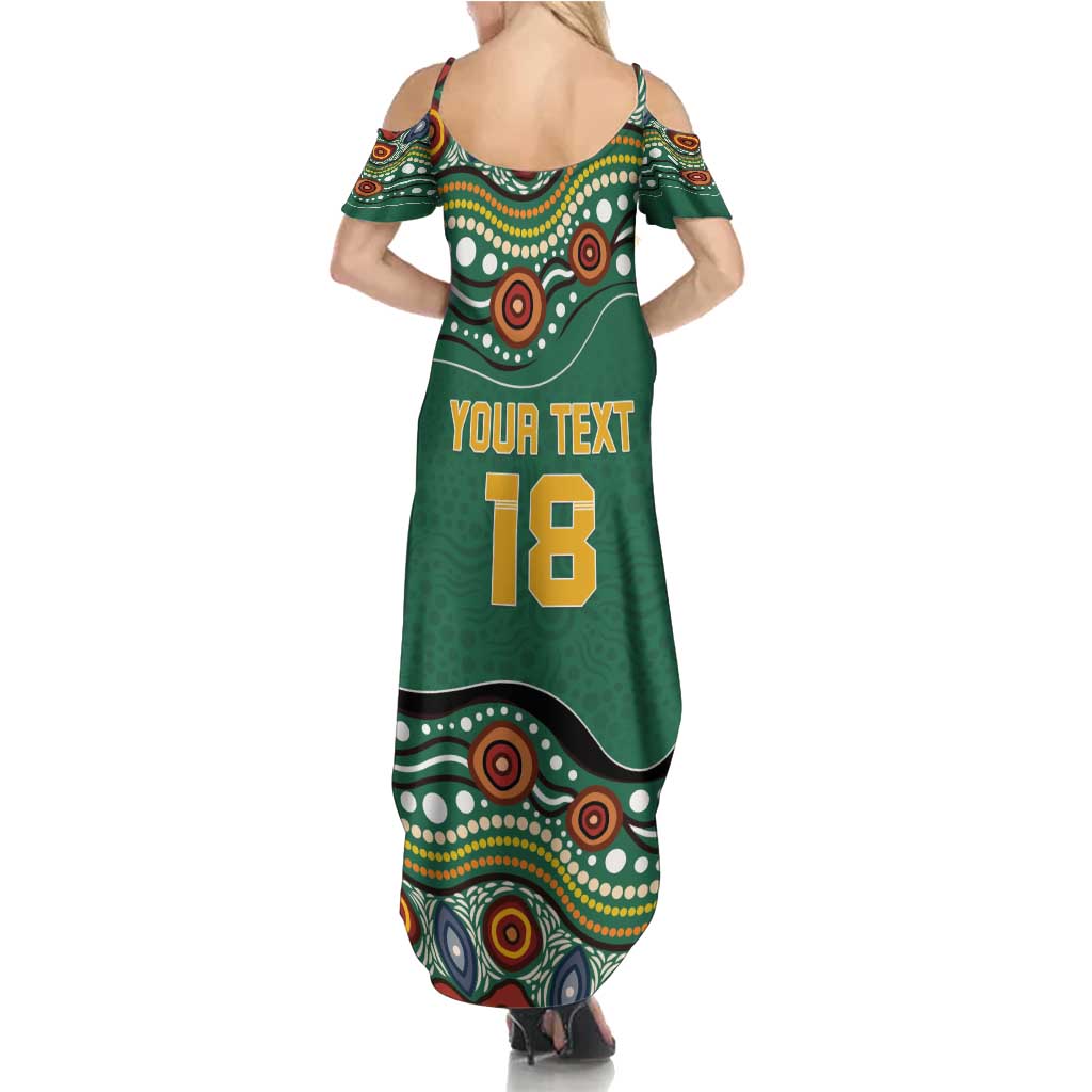 Custom Australia Rugby Family Matching Summer Maxi Dress and Hawaiian Shirt Koala Mascot Aboriginal Pattern