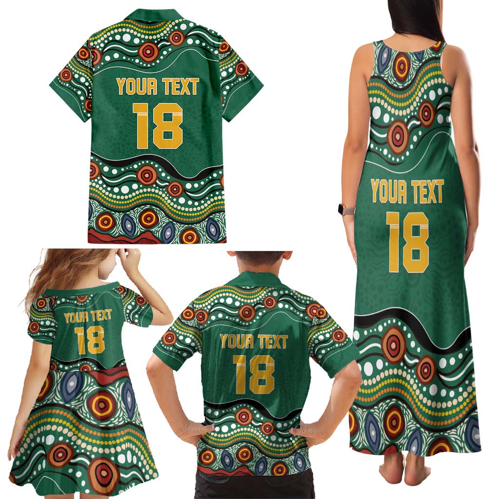 Custom Australia Rugby Family Matching Tank Maxi Dress and Hawaiian Shirt Koala Mascot Aboriginal Pattern