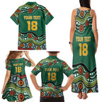 Custom Australia Rugby Family Matching Tank Maxi Dress and Hawaiian Shirt Koala Mascot Aboriginal Pattern