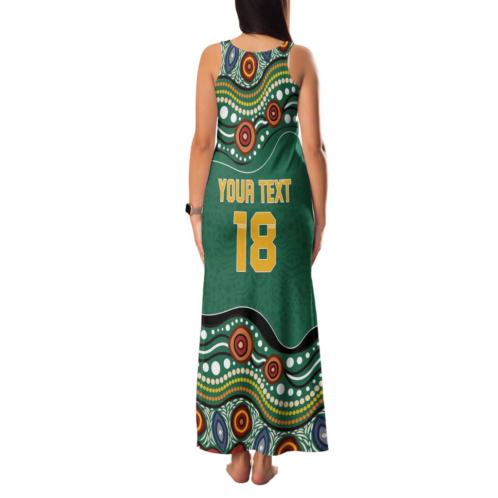 Custom Australia Rugby Family Matching Tank Maxi Dress and Hawaiian Shirt Koala Mascot Aboriginal Pattern