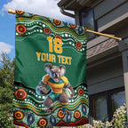 Custom Australia Rugby Garden Flag Koala Mascot Aboriginal Pattern