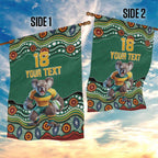 Custom Australia Rugby Garden Flag Koala Mascot Aboriginal Pattern