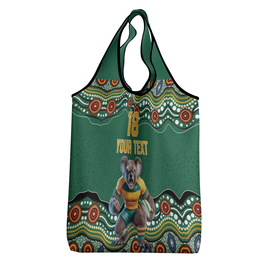 Custom Australia Rugby Grocery Bag Koala Mascot Aboriginal Pattern