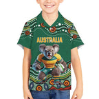 Custom Australia Rugby Hawaiian Shirt Koala Mascot Aboriginal Pattern