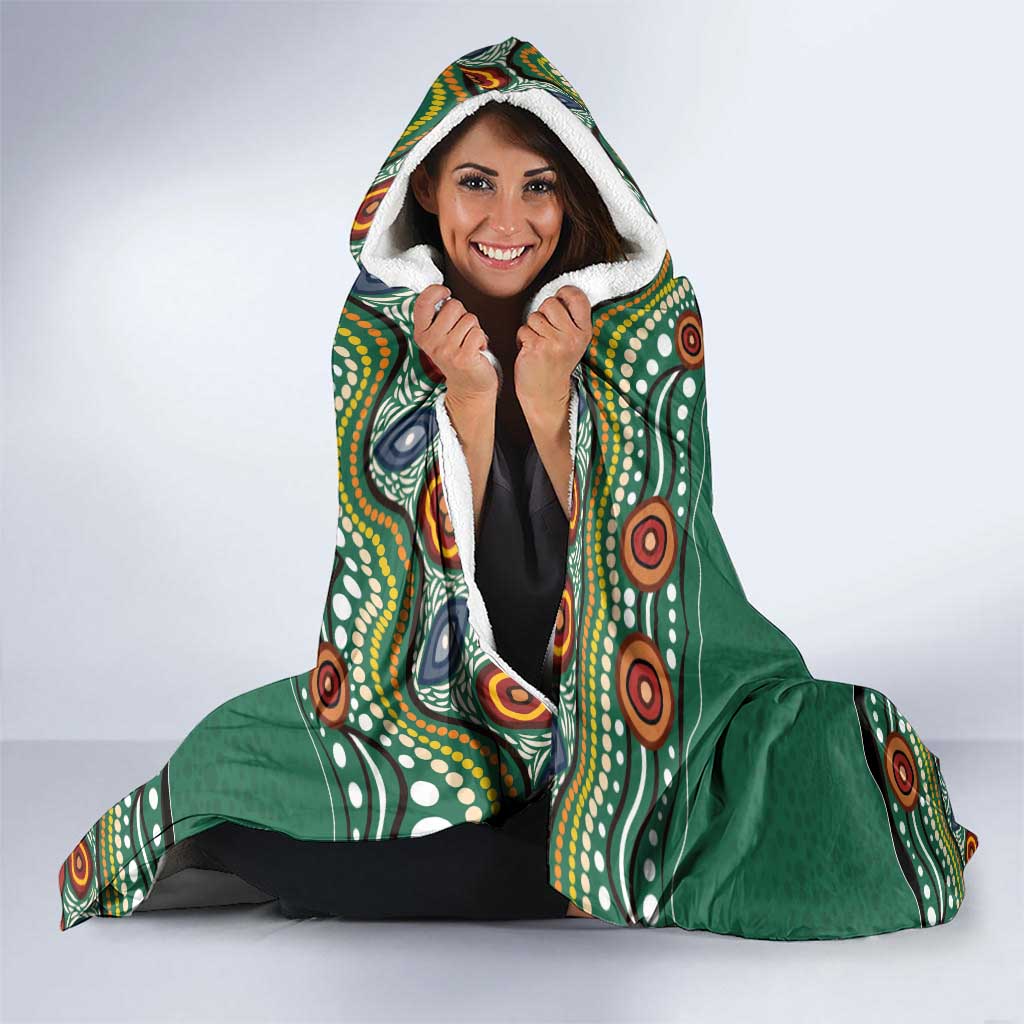 Custom Australia Rugby Hooded Blanket Koala Mascot Aboriginal Pattern