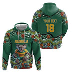 Custom Australia Rugby Hoodie Koala Mascot Aboriginal Pattern