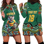Custom Australia Rugby Hoodie Dress Koala Mascot Aboriginal Pattern