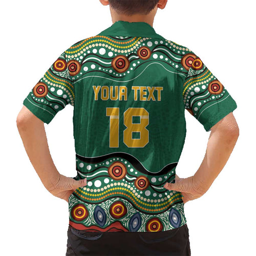 Custom Australia Rugby Kid Hawaiian Shirt Koala Mascot Aboriginal Pattern