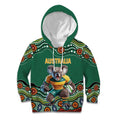 Custom Australia Rugby Kid Hoodie Koala Mascot Aboriginal Pattern
