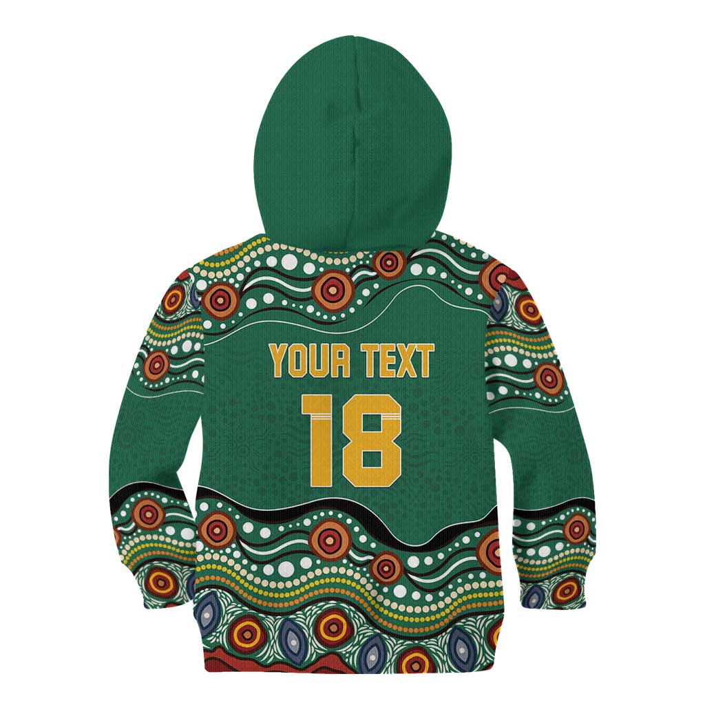 Custom Australia Rugby Kid Hoodie Koala Mascot Aboriginal Pattern