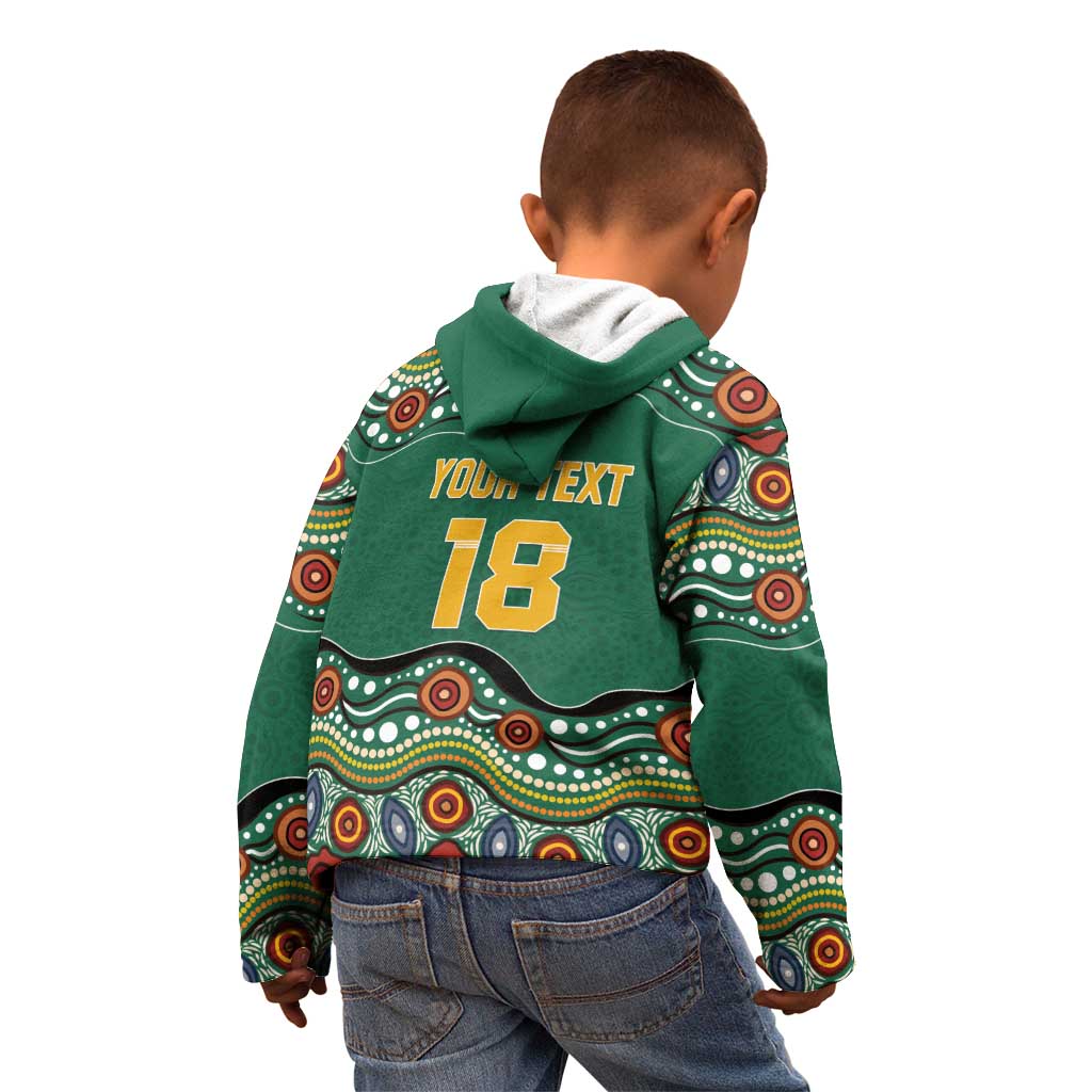 Custom Australia Rugby Kid Hoodie Koala Mascot Aboriginal Pattern