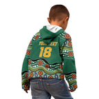 Custom Australia Rugby Kid Hoodie Koala Mascot Aboriginal Pattern