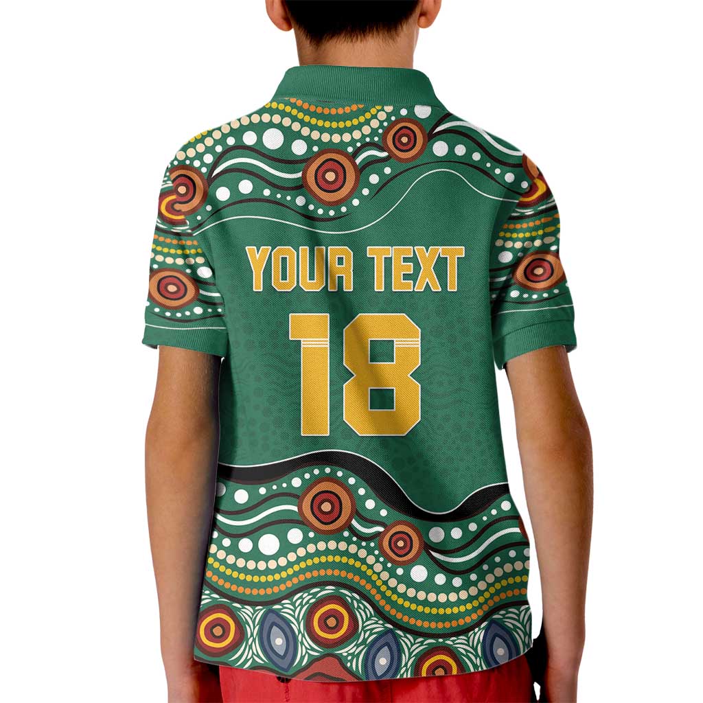Custom Australia Rugby Kid Polo Shirt Koala Mascot Aboriginal Pattern