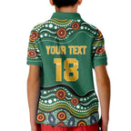 Custom Australia Rugby Kid Polo Shirt Koala Mascot Aboriginal Pattern