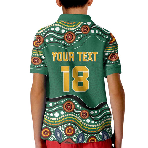 Custom Australia Rugby Kid Polo Shirt Koala Mascot Aboriginal Pattern