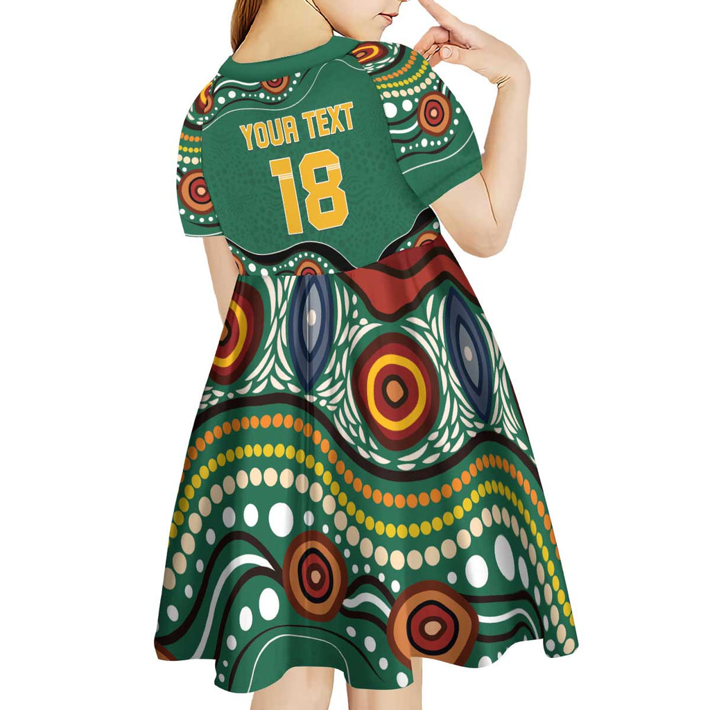 Custom Australia Rugby Kid Short Sleeve Dress Koala Mascot Aboriginal Pattern